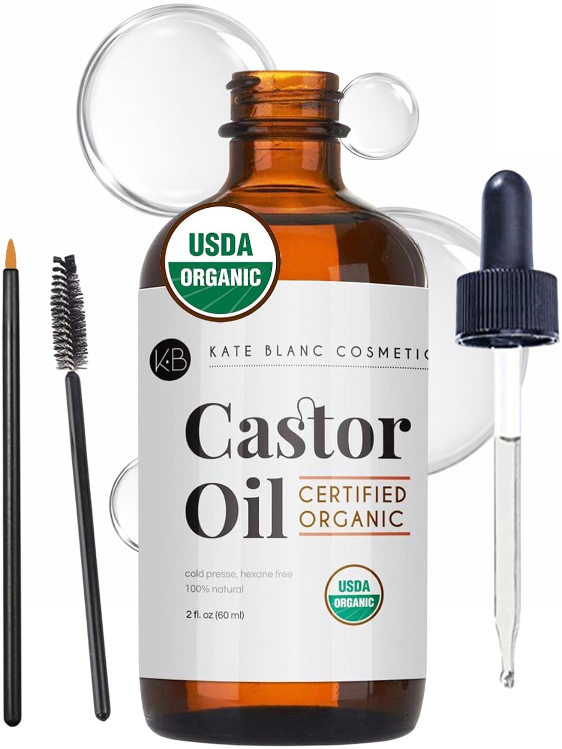 ACEITE RICINO - ORGÁNICO PREMIUM 100% PURO, PRENSADO EN FRÍO PARA CABELLO, PESTAÑAS, CEJAS Y PIEL, ESTREÑIMIENTO